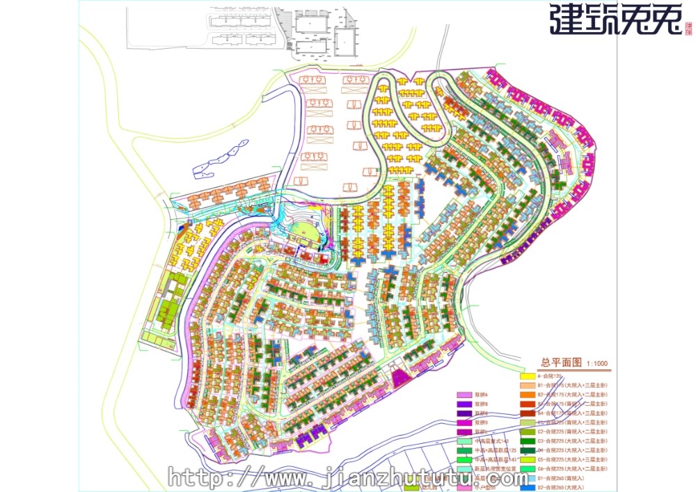 住宅强排报规总图新户型库CAD双拼联排叠墅合院洋房商墅商业素材_建筑兔兔